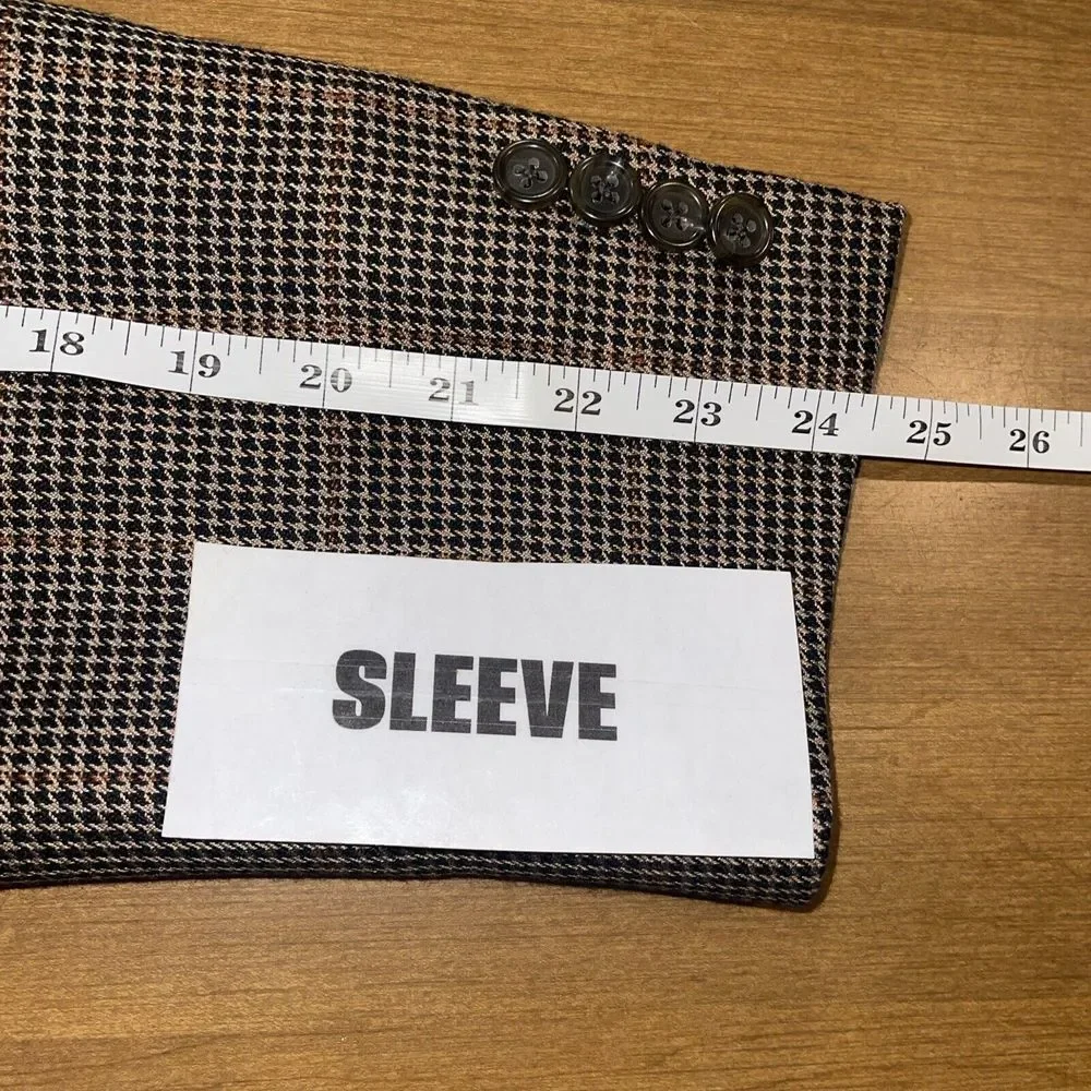 Jos‎ A Bank Blazer Men 42R 55% Silk 45% Camel Hair Houndstooth Windowpane